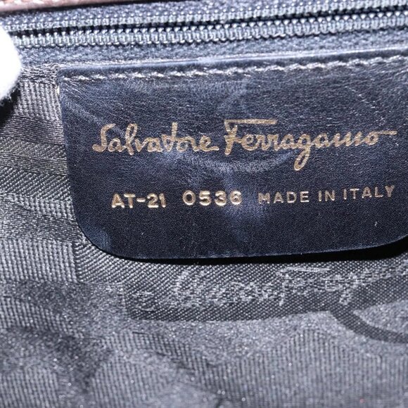 Salvatore Ferragamo Gancini Hand Bag Leather 2way Brown Gold Auth 147511 - Picture 13 of 16